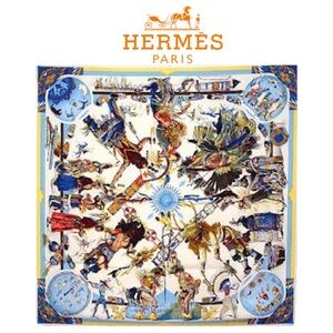 HERMES Collectible Vintage 1999 Les Danses Des Indienes Colorful Silk Scarf